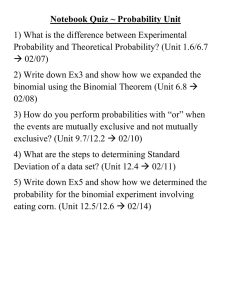 Notebook Quiz ~ Probability Unit Probability and Theoretical Probability? (Unit 1.6/6.7