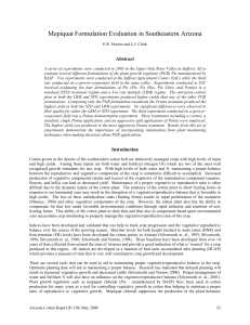 Mepiquat Formulation Evaluation in Southeastern Arizona Abstract