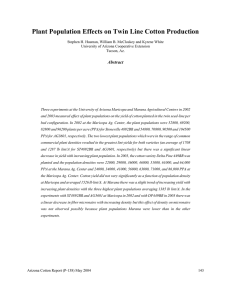 Plant Population Effects on Twin Line Cotton Production