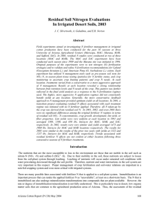 Residual Soil Nitrogen Evaluations In Irrigated Desert Soils, 2003 Abstract