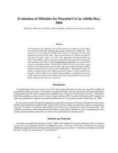 Evaluation of Miticides for Potential Use in Alfalfa Hay, 2004