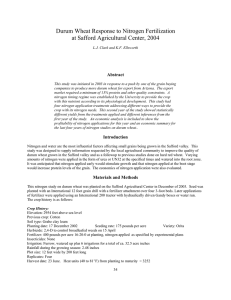 Durum Wheat Response to Nitrogen Fertilization at Safford Agricultural Center, 2004 Abstract