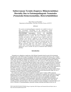 Subterranean Termite (Isoptera: Rhinotermitidae) Mortality Due to Entomopathogenic Nematodes (Nematoda:Steinernematidae, Heterorhabditidae)