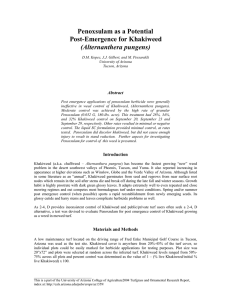 Penoxsulam as a Potential Post-Emergence for Khakiweed (Alternanthera pungens) Abstract