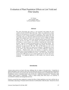 Evaluation of Plant Population Effects on Lint Yield and Fiber Quality  Abstract