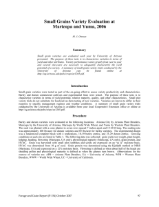 Small Grains Variety Evaluation at Maricopa and Yuma, 2006  Summary
