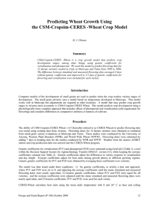 Predicting Wheat Growth Using the CSM-Cropsim-CERES -Wheat Crop Model  Summary