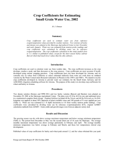 Crop Coefficients for Estimating Small Grain Water Use, 2002  Summary