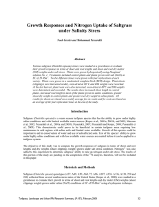 Growth Responses and Nitrogen Uptake of Saltgrass under Salinity Stress  Abstract