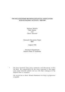 THE RELATIONSHIP BETWEEN FINANCIAL INDICATORS AND ECONOMIC ACTIVITY:  1968-1987 and