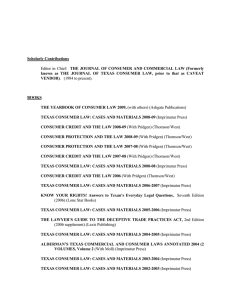 THE JOURNAL OF CONSUMER AND COMMERCIAL LAW (Formerly Scholarly Contributions