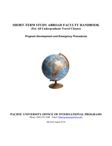 SHORT-TERM STUDY ABROAD FACULTY HANDBOOK (For All Undergraduate Travel Classes)