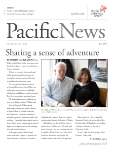 Sharing a sense of adventure BY WANDA LAUKKANEN | pacificu.edu INSIDE