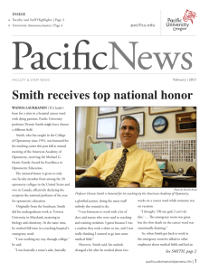Smith receives top national honor pacificu.edu INSIDE