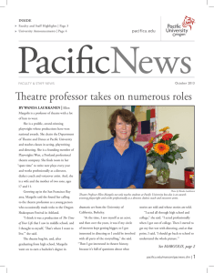 Theatre professor takes on numerous roles | pacificu.edu BY WANDA LAUKKANEN