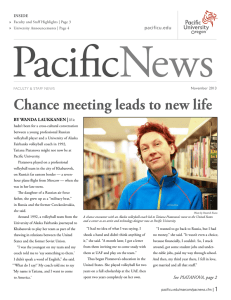 Chance meeting leads to new life by wanda laukkanen | pacificu.edu InSIde
