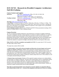 ECE 18-742 – Research in (Parallel) Computer Architecture Fall 2014 Syllabus