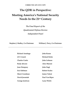 The QDR in Perspective: Meeting America’s National Security Needs In the 21 Century