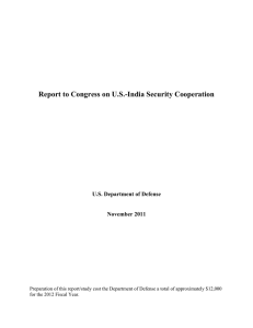 Report to Congress on U.S.-India Security Cooperation U.S. Department of Defense