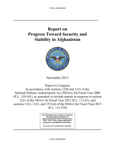 Report on Progress Toward Security and Stability in Afghanistan