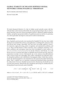 GLOBAL STABILITY OF DELAYED HOPFIELD NEURAL NETWORKS UNDER DYNAMICAL THRESHOLDS