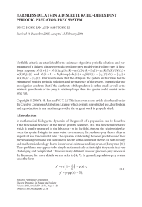 HARMLESS DELAYS IN A DISCRETE RATIO-DEPENDENT PERIODIC PREDATOR-PREY SYSTEM