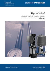 Hydro Solo-E Lenntech DATA BOOKLET Complete pressure boosting systems