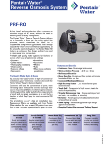 Pentair Water Reverse Osmosis System PRF-RO ®