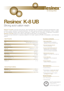 Resinex K-8 UB Strong acid cation resin ™