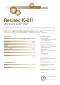 Resinex K-8 H Strong acid cation resin ™