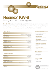 Resinex KW-8 Strong acid cation softening resin ™