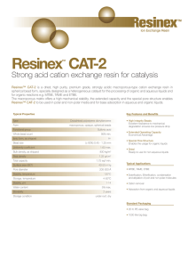 Resinex CAT-2 Strong acid cation exchange resin for catalysis ™
