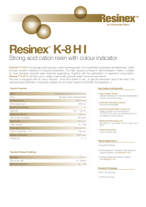 Resinex K-8 H I Strong acid cation resin with colour indicator ™