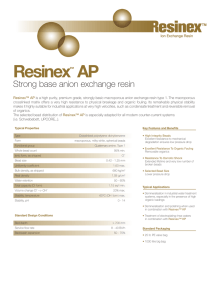Resinex AP Strong base anion exchange resin ™