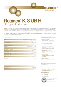 Resinex K-8 UB H Strong acid cation resin ™