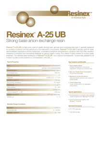 Resinex A-25 UB Strong base anion exchange resin ™