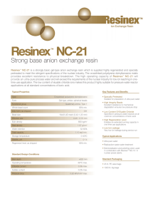 Resinex NC-21 Strong base anion exchange resin ™
