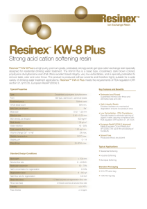 Resinex KW-8 Plus Strong acid cation softening resin ™