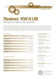 Resinex KW-8 UB Strong acid cation softening resin ™