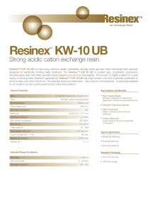 Resinex KW-10 UB Strong acidic cation exchange resin ™