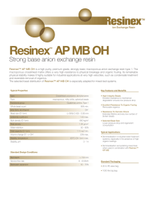 Resinex AP MB OH Strong base anion exchange resin ™