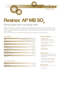 Resinex AP MB SO 4 Strong base anion exchange resin