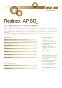 Resinex AP SO 4 Strong base anion exchange resin