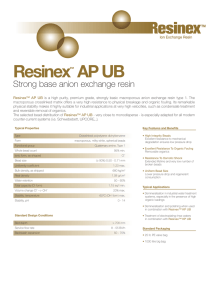 Resinex AP UB Strong base anion exchange resin ™