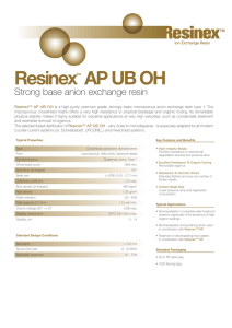 Resinex AP UB OH Strong base anion exchange resin ™