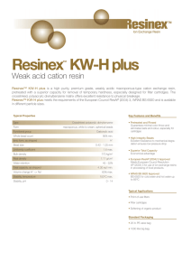 Resinex KW-H plus Weak acid cation resin ™