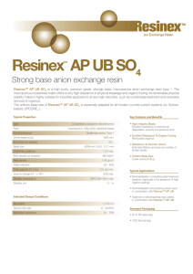 Resinex AP UB SO 4 Strong base anion exchange resin