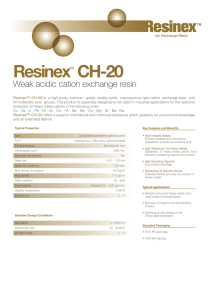 Resinex CH-20 Weak acidic cation exchange resin ™