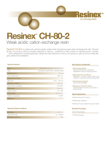 Resinex CH-80-2 Weak acidic cation exchange resin ™