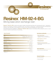 Resinex HM-92-4-BG Strong base anion exchange resin ™